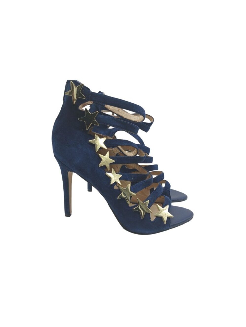Katy Perry Stella Star Studded Blue Suede Gladiator Stiletto High Heels Size 9 - Picture 2 of 15